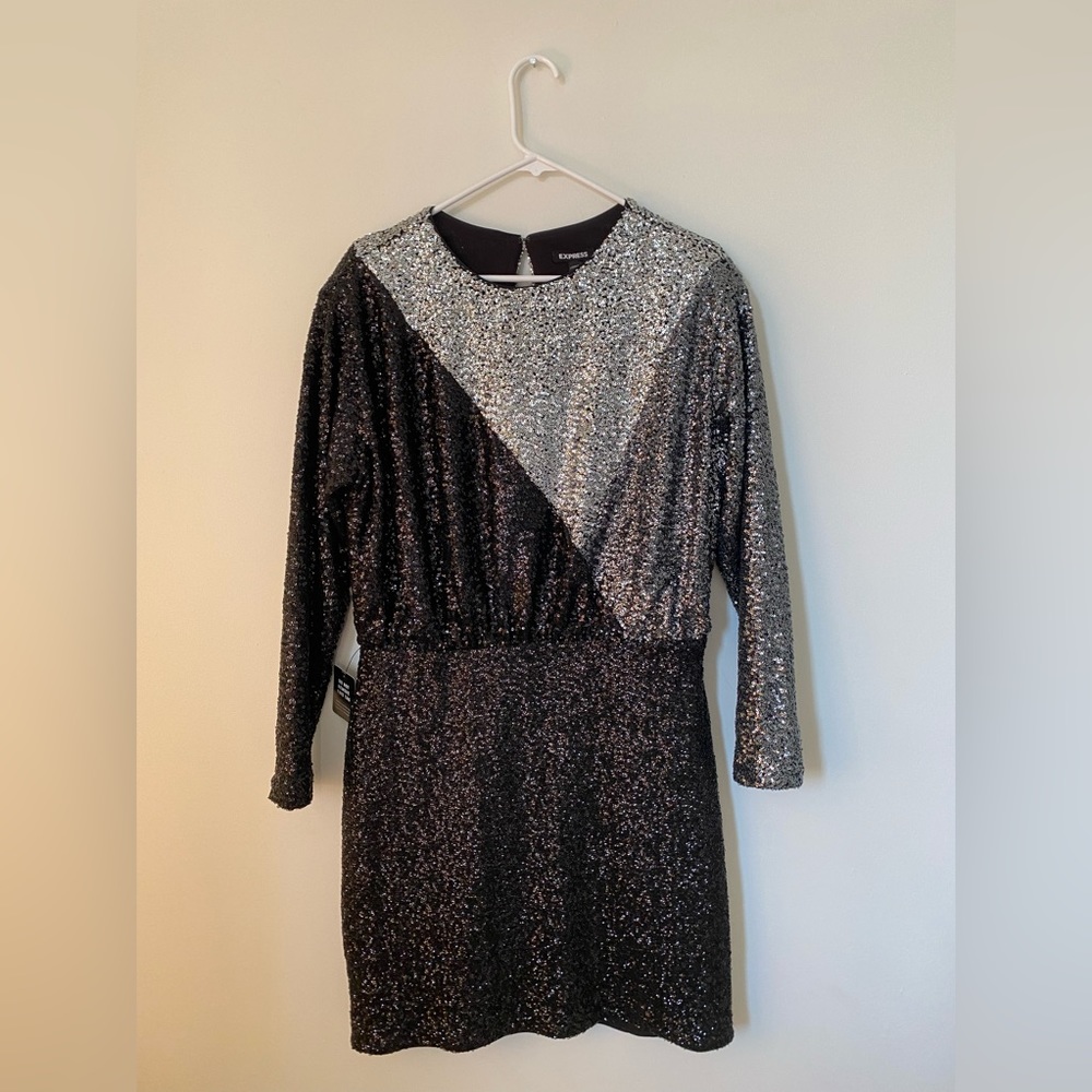 Express Asymmetrical Sequin Party Dress